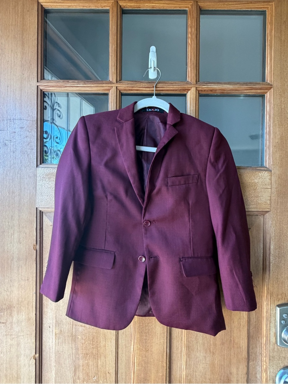 Boys Burgundy Blazer - Classic Two-Button Suit Jacket